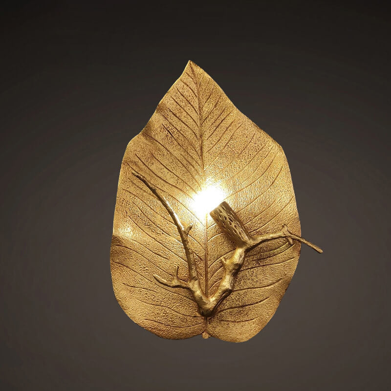 Retro Leaf Full Copper 1-Light Wall Sconce Lamp