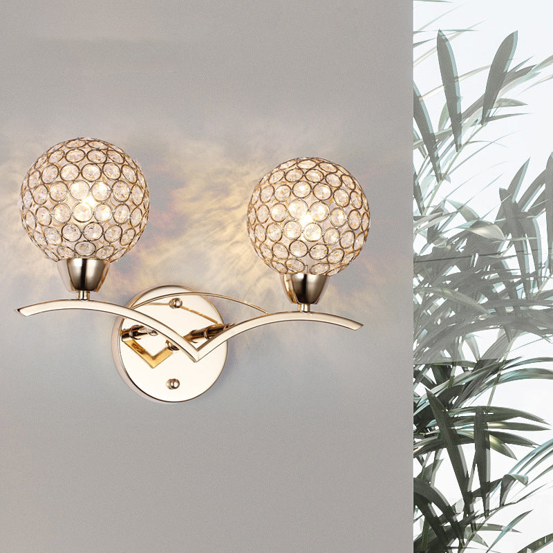 Scandinavian Base Iron Crystal 1/2 Light Wall Sconce Lamp