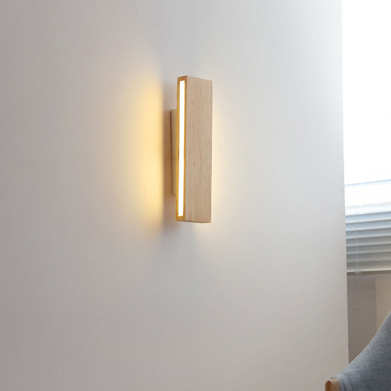 Japanese Minimalist Log Rectangular LED Wall Sconce