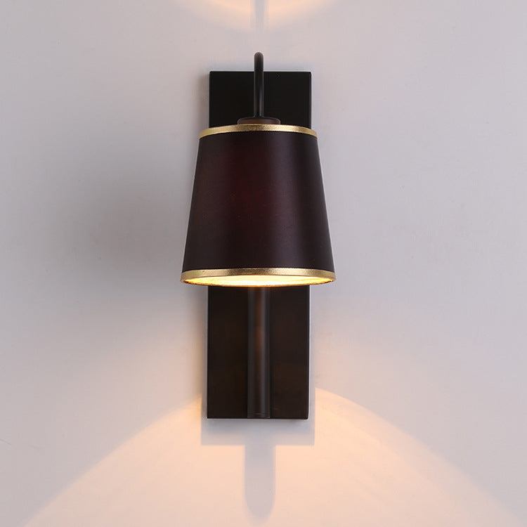 Minimalist Black Cone Fabric 1-Light Wall Sconce Lamp