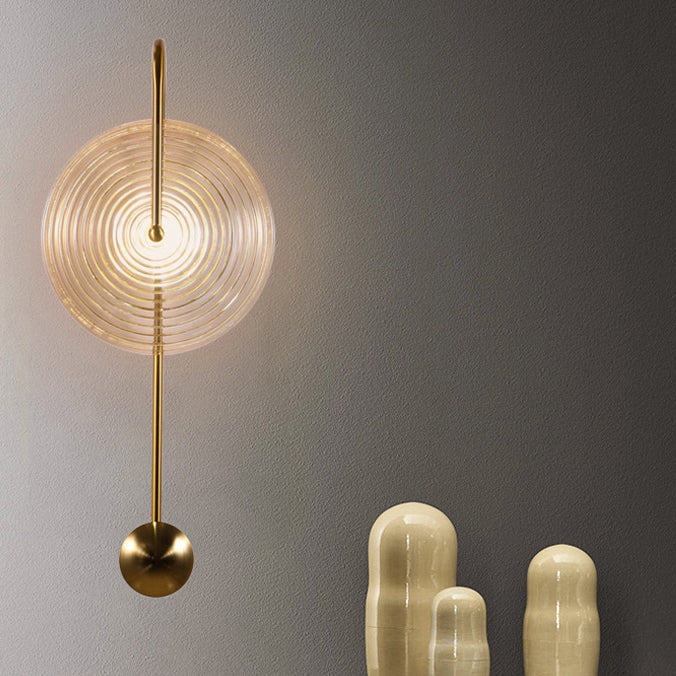 Nordic Round Ripple Iron Glass LED Wall Sconce Lamp