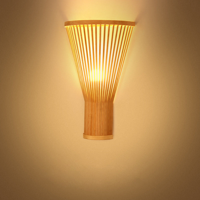 Japanese Tapered Bamboo 1-Light Wall Sconce Lamp
