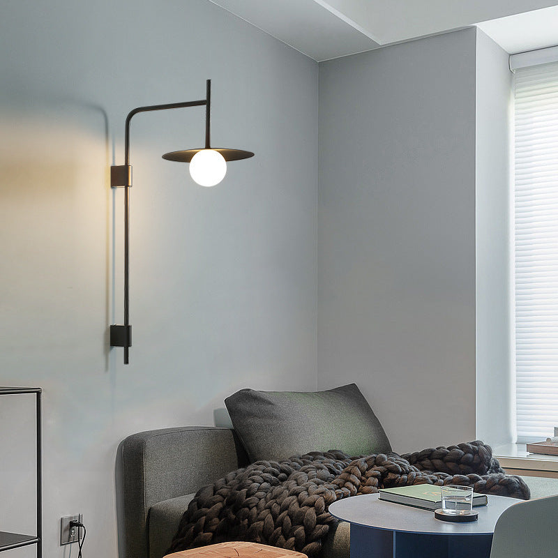 Iron Glass Disc Round Plate 1-Light Wall Sconce Lamp