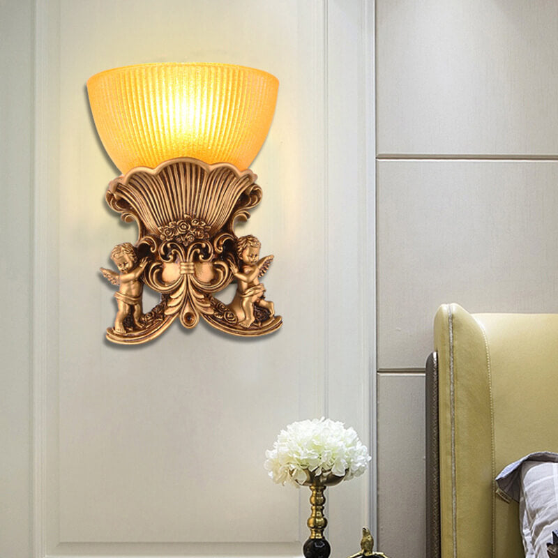 European Angel Striped Glass 1-Light Wall Sconce Lamp