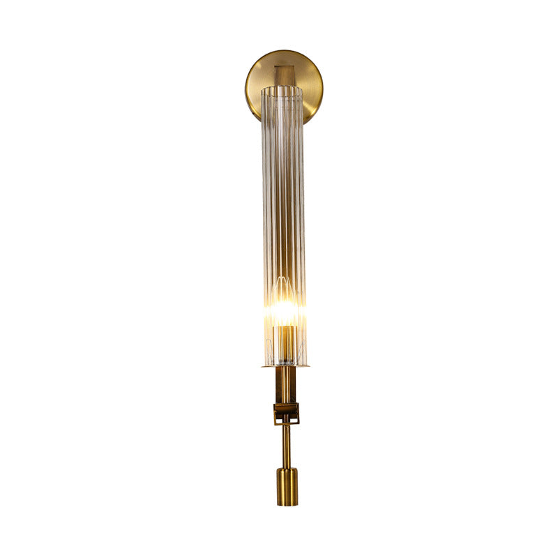Simplicity Ribbed Glass Column 1-Light Wall Sconce Lamp
