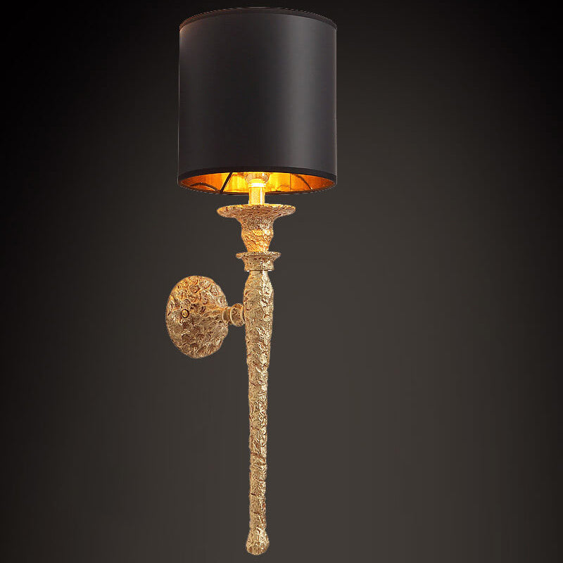 French Brass Long Strip Light Arm 1-Light Wall Sconce Lamp