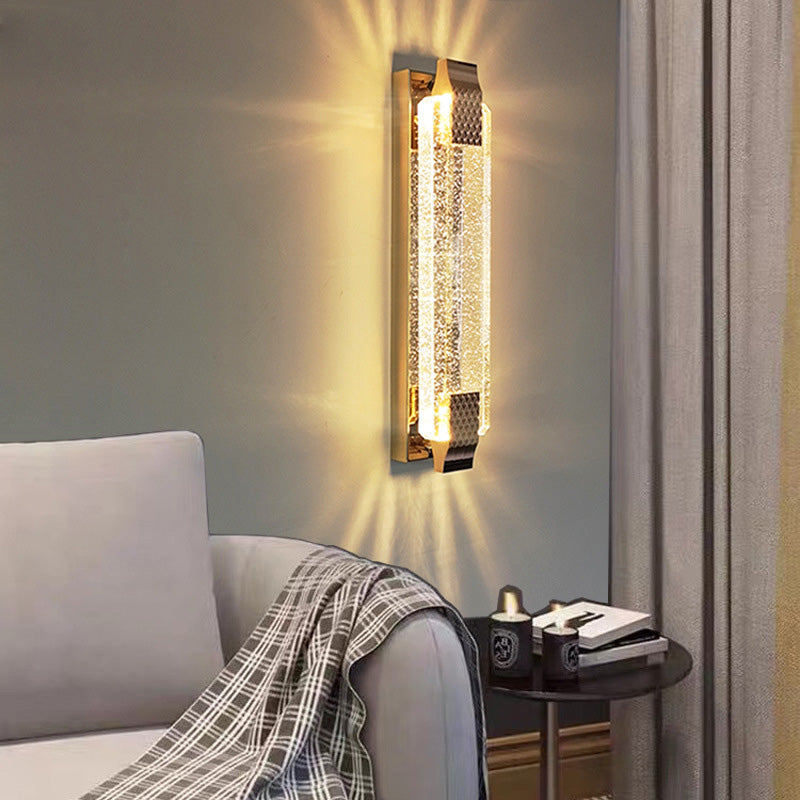 Rectangular Glass Stainless Steel LED Wall Sconce Lamp