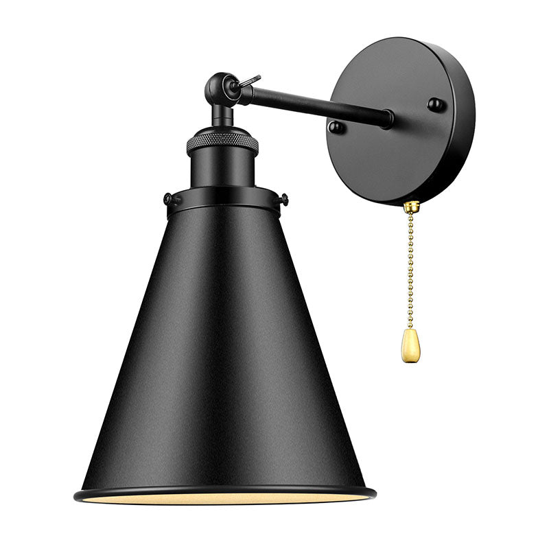 Industrial Iron Conical Shade 1-Light Wall Sconce Lamp
