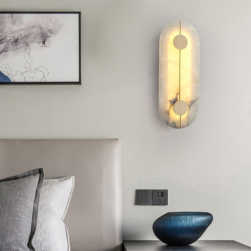 Scandinavian Copper Marble Round Oval LED Wall Sconce Lamp
