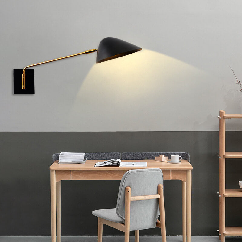 Light Iron Long Arm 1/2-Light Wall Sconce Lamp