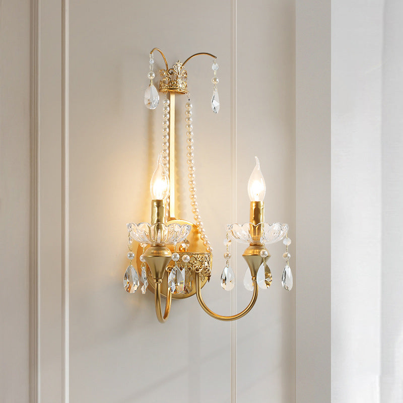 Iron Pendant Candlestick Holder 2-Light Wall Sconce Lamp