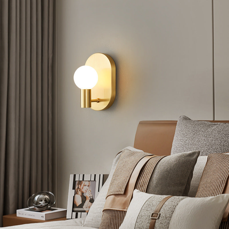 Nordic Oval Orb Copper Glass 1-Light Wall Sconce Lamp