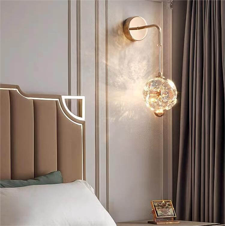 Modern Luxury Orb Hardware Crystal LED Wall Sconce Lamp