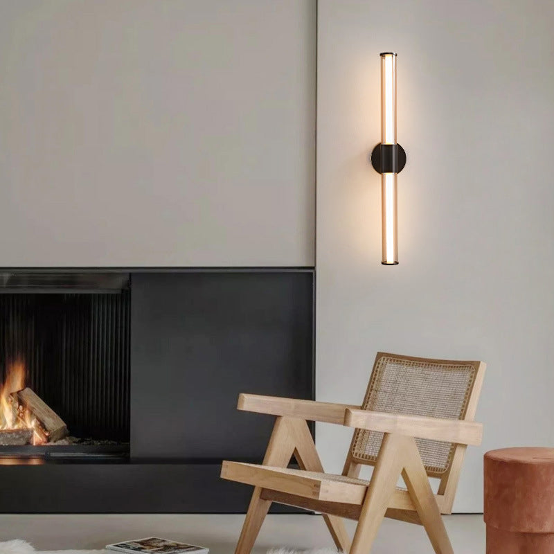 Minimalist Cylindrical Copper Glass LED Wall Sconce Lamp