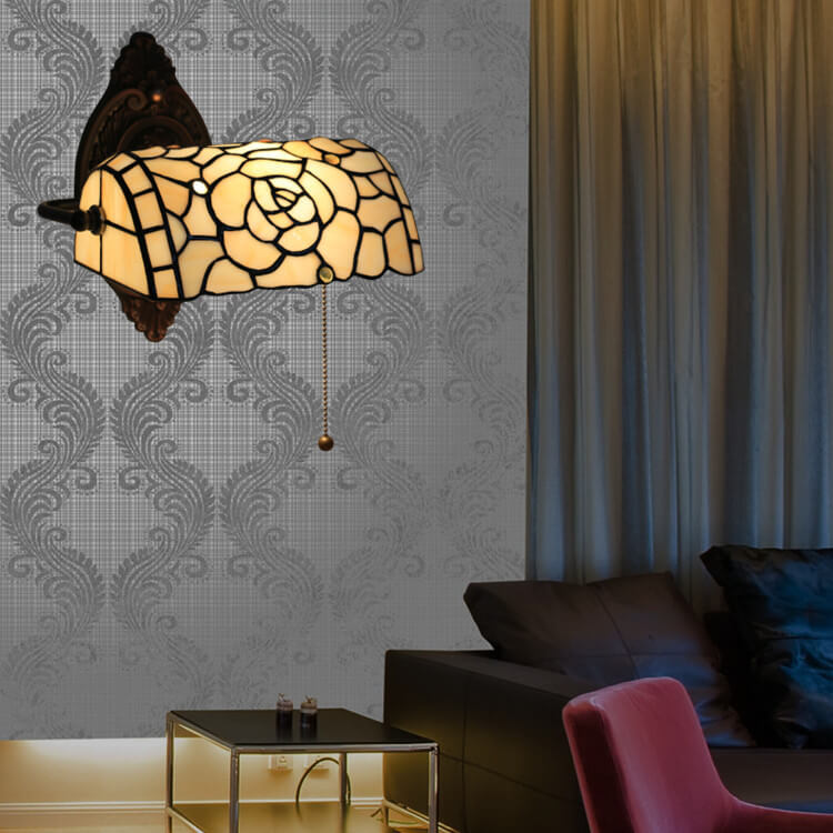 Tiffany Floral Stained Glass 1-Light Wall Sconce Lamp