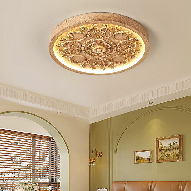 Modern Minimalist Carved Iron Resin LED Flush Mount Light