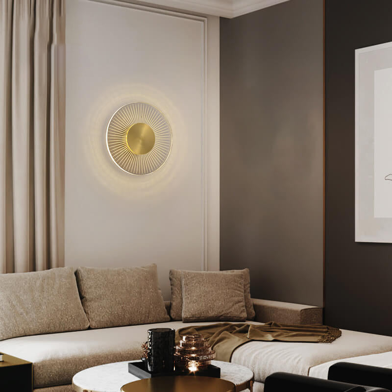 Full Copper Round Line Design LED Wall Sconce Lamp
