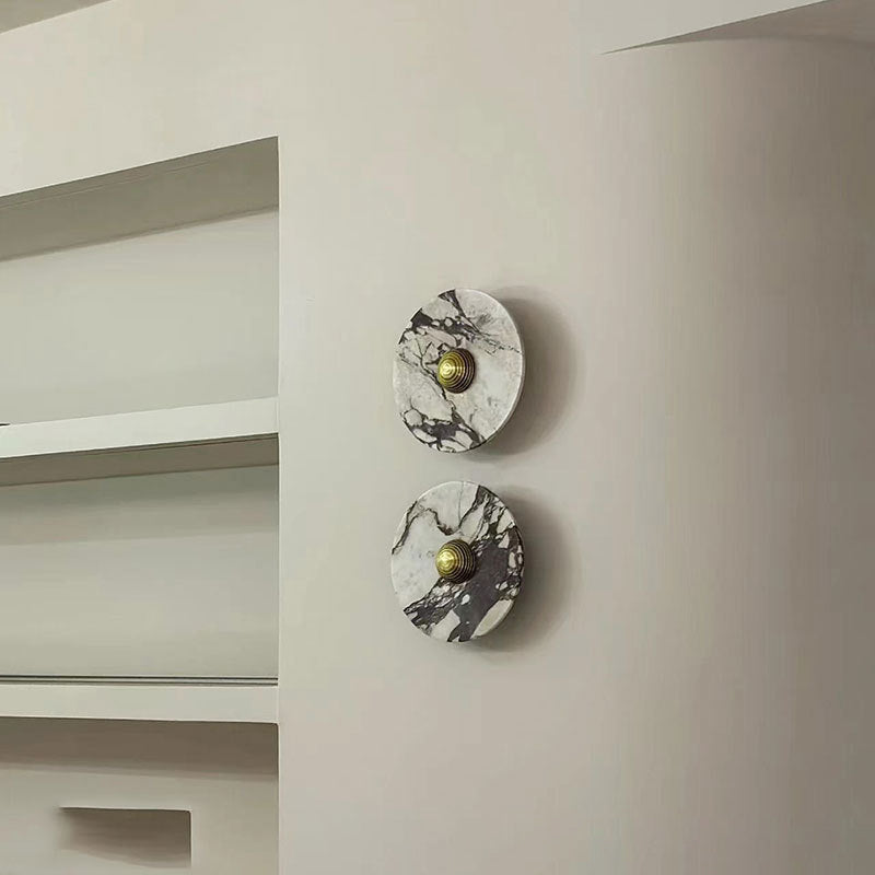 Scandinavian Round Metal Marble LED Wall Sconce Lamp