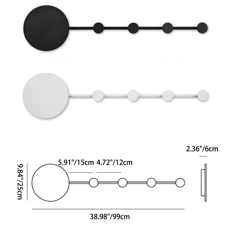 Round Long Coat Rack Shelf Iron LED Wall Sconce Lamp