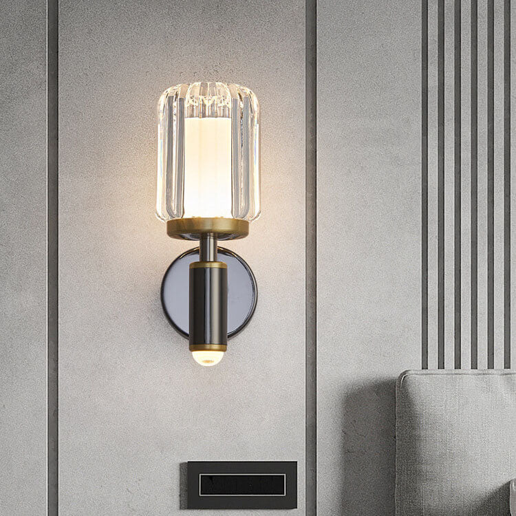 Luxury Iron Finish Frame Cylinder LED Wall Sconce Lamp
