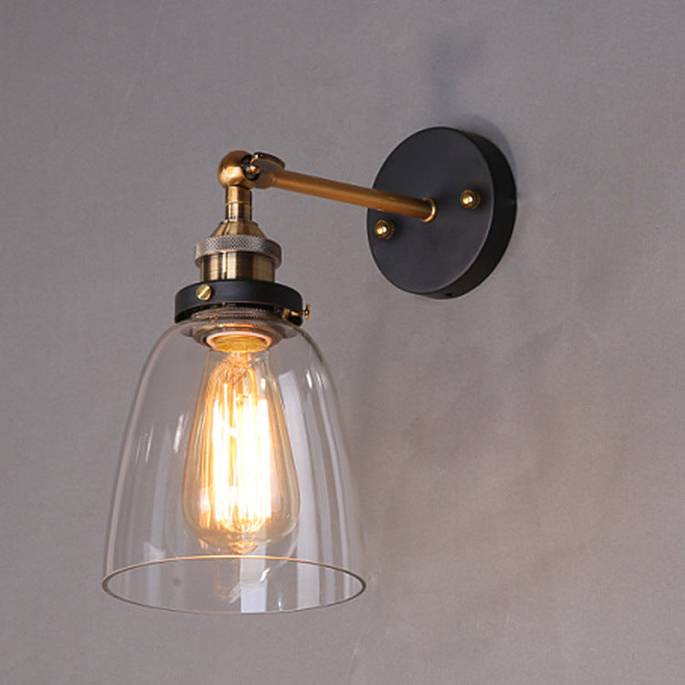 Industrial Round Cup Iron Glass 1-Light Wall Sconce Lamp