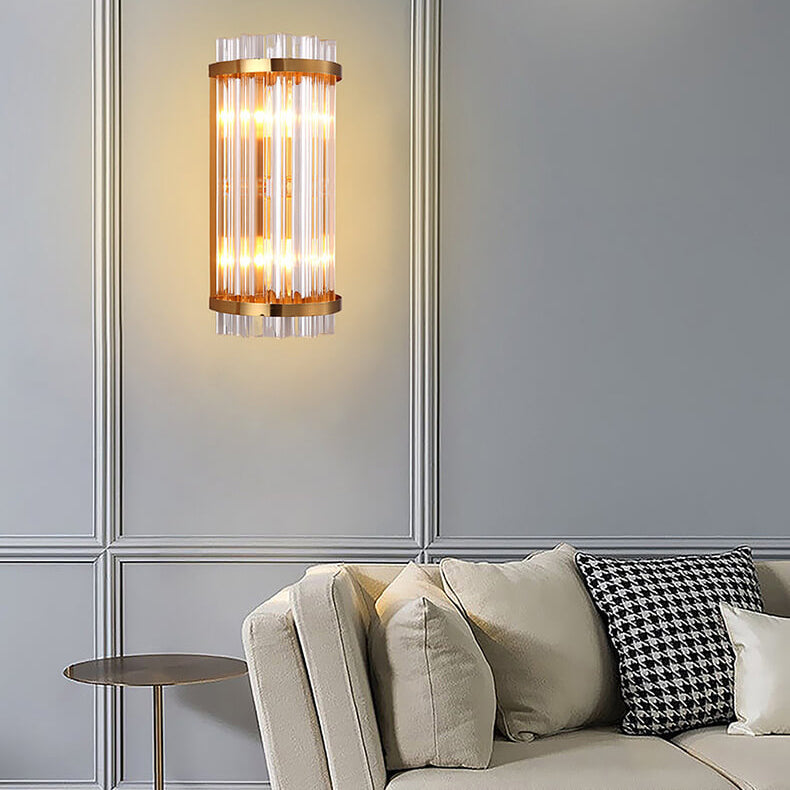 Luxury Crystal Plated Column 2-Light Wall Sconce Lamp