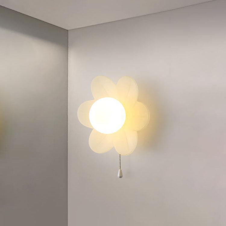 Modern Minimalist Cream Flower Resin LED Wall Sconce Lamp