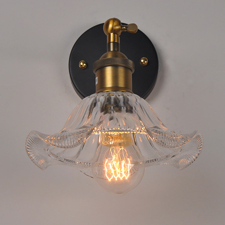 Retro Iron Glass Flower 1-Light Wall Sconce Lamp