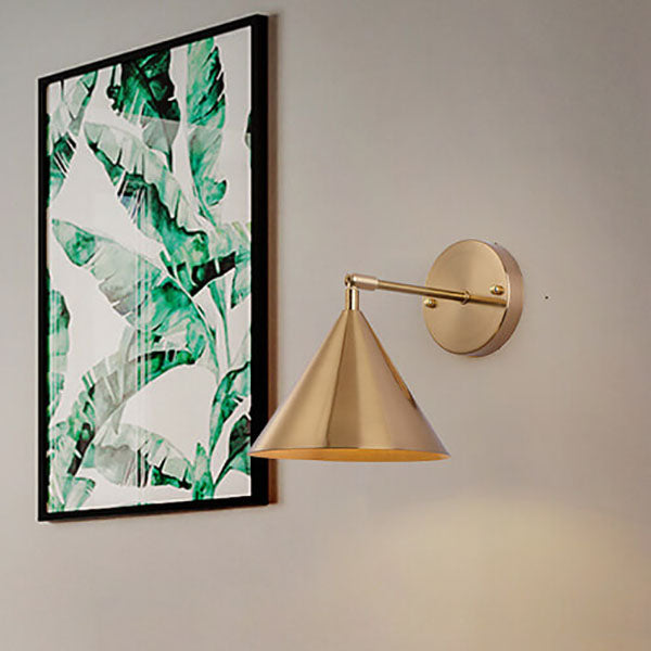 Iron Plated Brass Cone Round 1-Light Wall Sconce Lamp