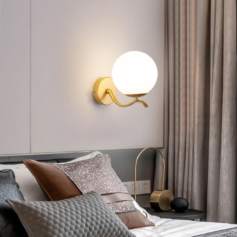 Iron Spherical Glass Lampshade 1-Light Wall Sconce Lamp