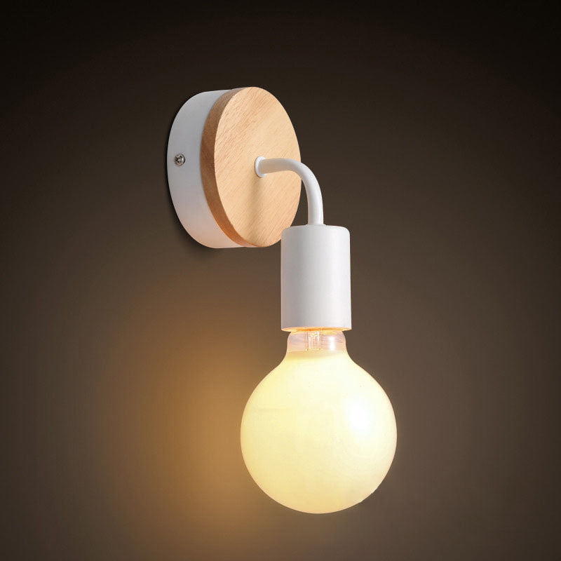 Modern Simplicity Bent Wood Iron 1-Light Wall Sconce Lamp