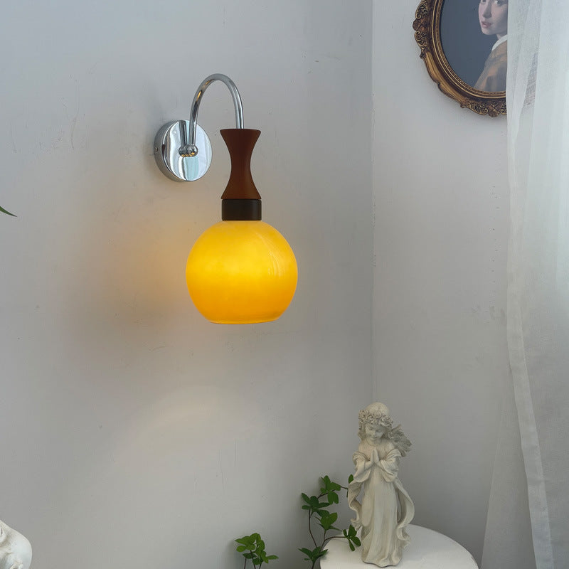 European Round Head Iron Glass 1-Light Wall Sconce Lamp