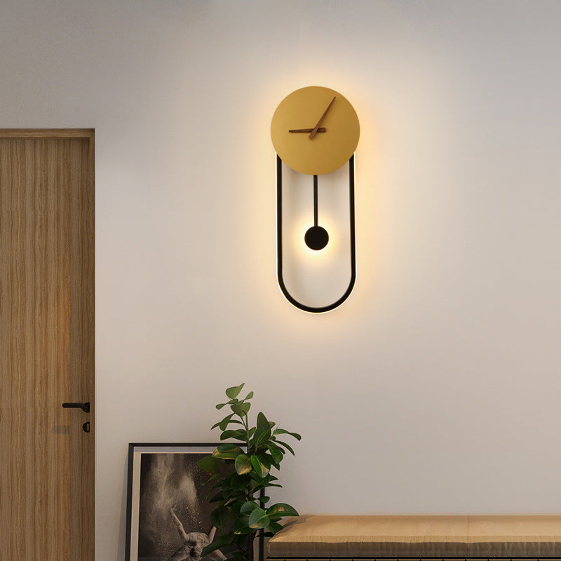 Scandinavian Clock Shape Iron Acrylic LED Wall Sconce Lamp