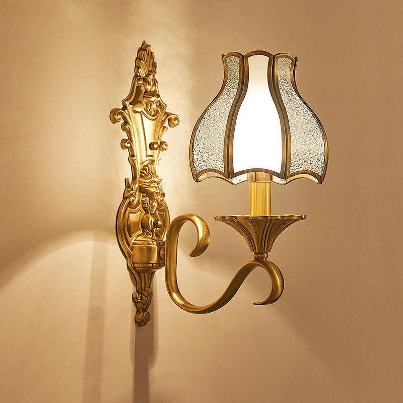 Full Copper Glass Umbrella Shape 1/2-Light Wall Sconce Lamp