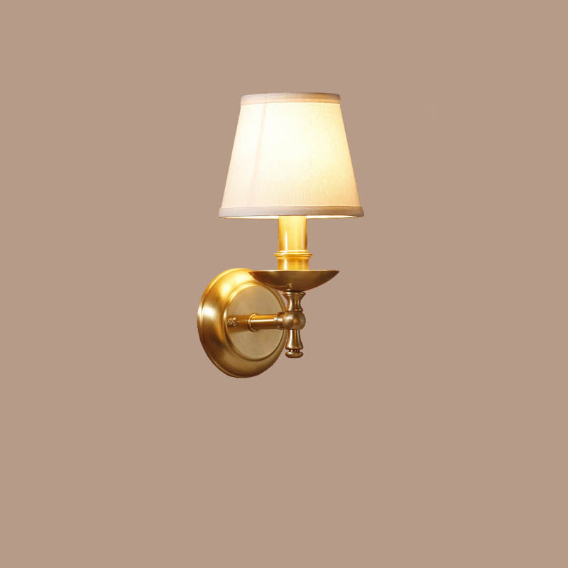 Trapezoidal Copper Fabric 1-Light Wall Sconce Lamp