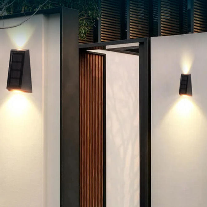Solar Trapezoid Outdoor RGB Patio LED Wall Sconce Lamp