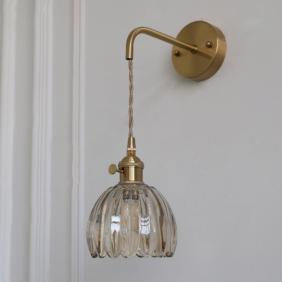 Art Deco Flower Bud Glass Shade 1-Light Wall Sconce Lamp