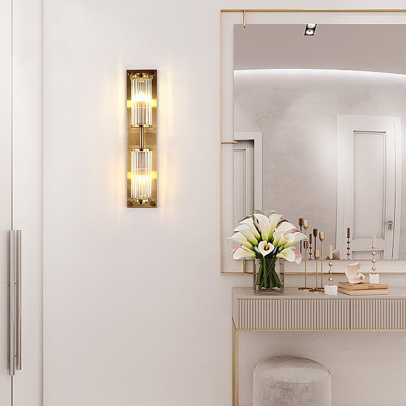 Light Luxury Crystal Strip Square 2-Light Wall Sconce Lamp