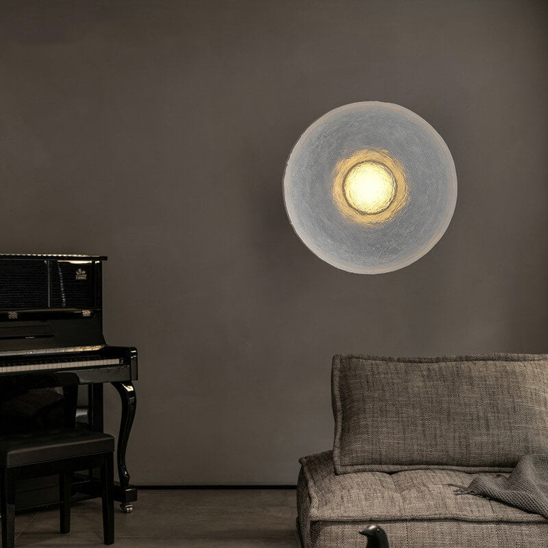 Minimalist Resin Clear Round Disc LED Wall Sconce Lamp