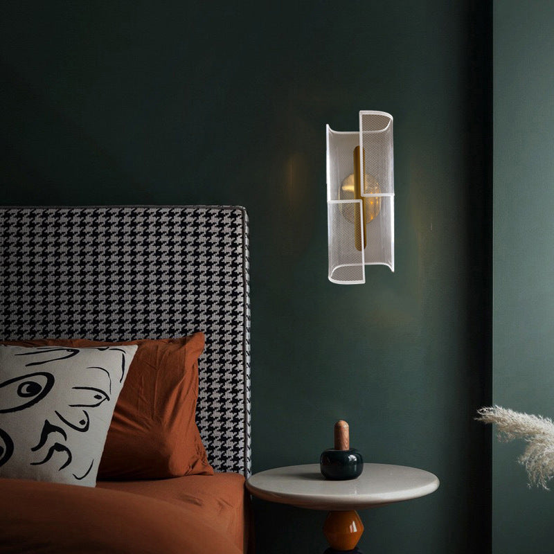 Iron Column Cut Lozenge Line LED Wall Sconce Lamp