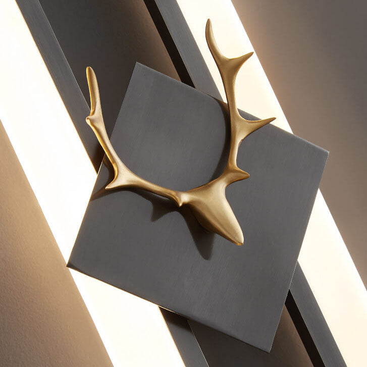 Rectangular Antler Full Copper LED Wall Sconce Lamp