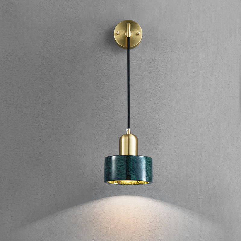 Minimalist Cylinder Iron Marble 1-Light Wall Sconce Lamp