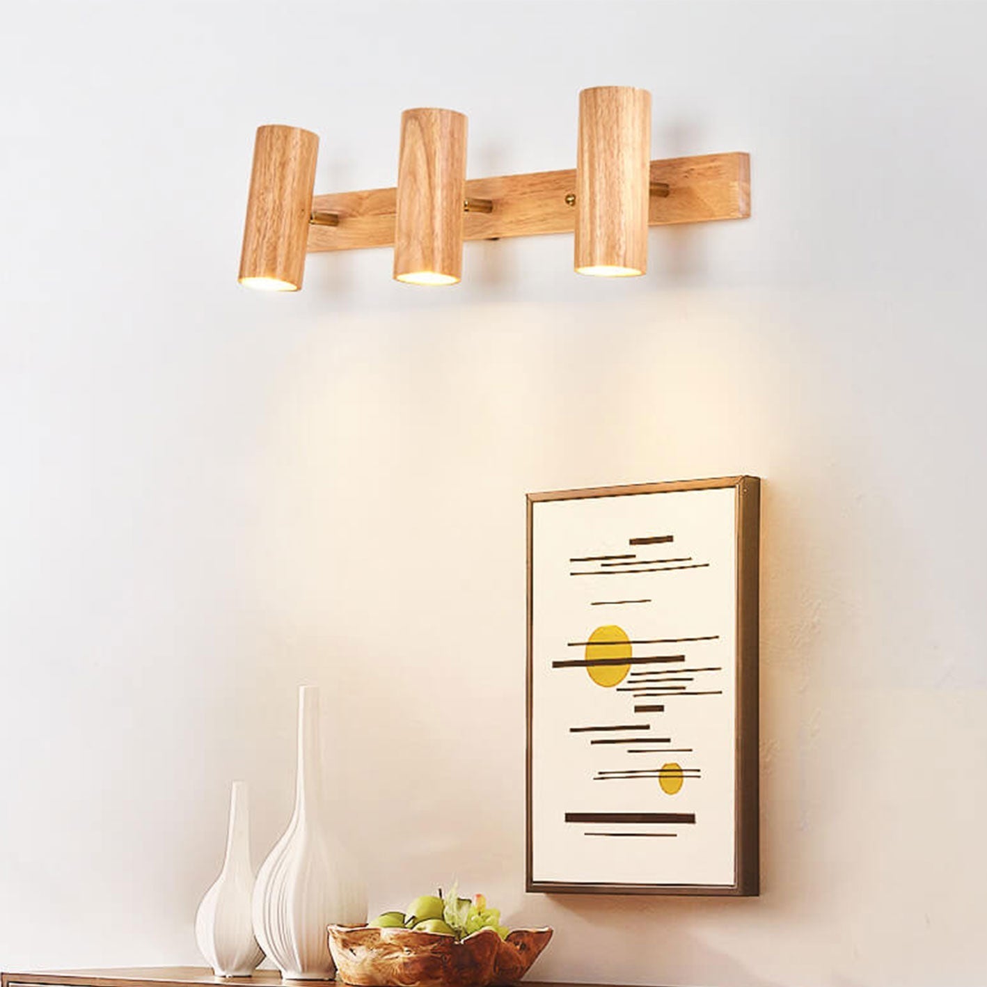 Wood Track Spotlight 1/2/3 Light Wall Sconce Lamp