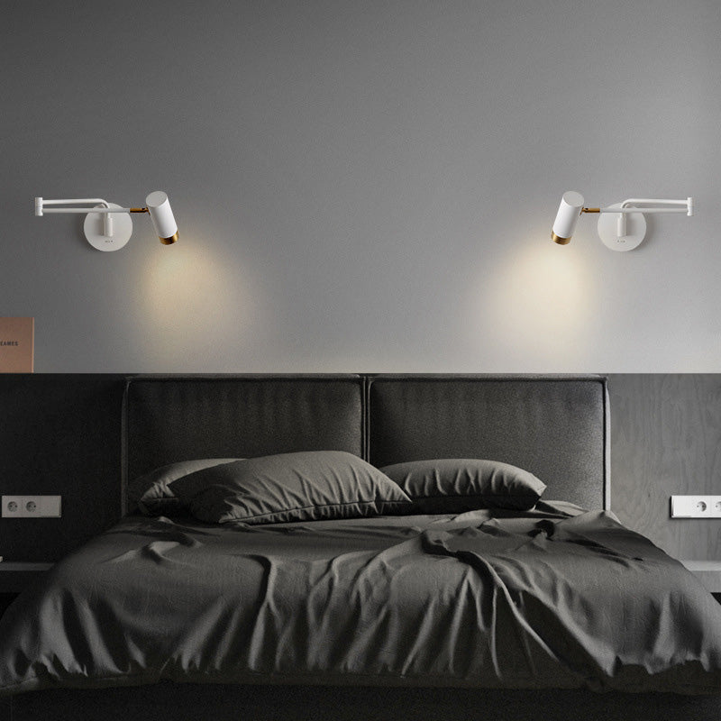 Cylinder Telescopic Swing Arm Iron 1-Light Wall Sconce Lamp