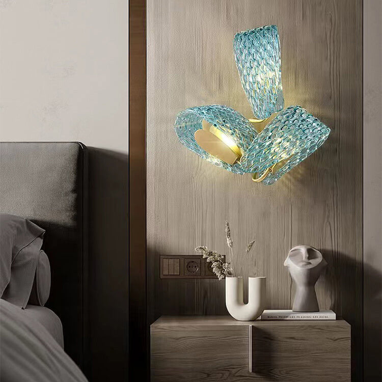 Blue Floral Glass Luxury Table Lamp