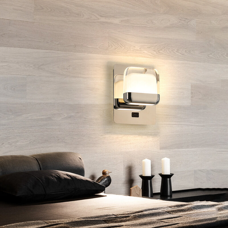 Simple Stainless Steel Square Acrylic LED Wall Sconce Lamp