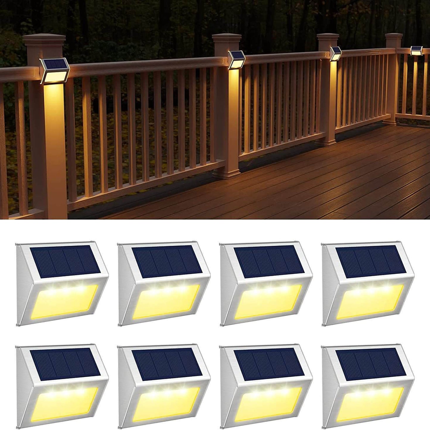 Solar Stainless Steel 3 LED Outdoor Garden Step Light