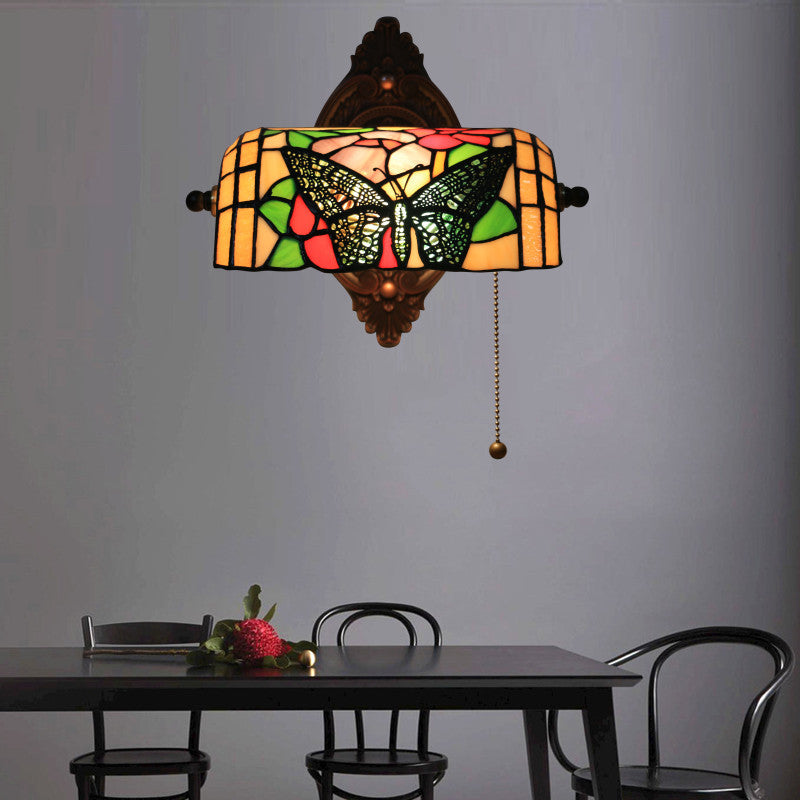 Tiffany Zinc Stained Glass 1-Light Wall Sconce Lamp