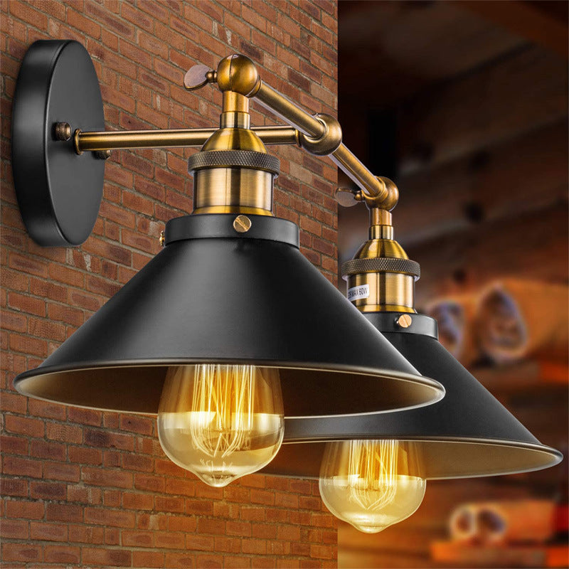 Industrial Tapered Pipe Iron 2-Light Wall Sconce Lamp