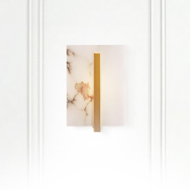 Chinese Marble Copper Square 1-Light Wall Sconce Lamp